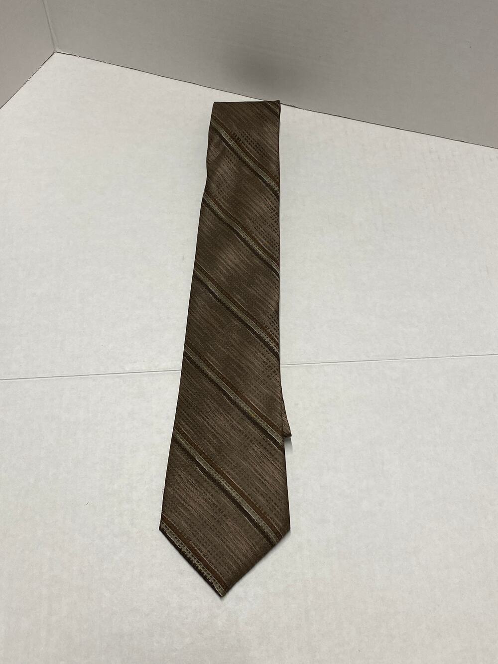 Don Loper Beverly Hills Brown Striped Mens Tie Made USA Pre Owned